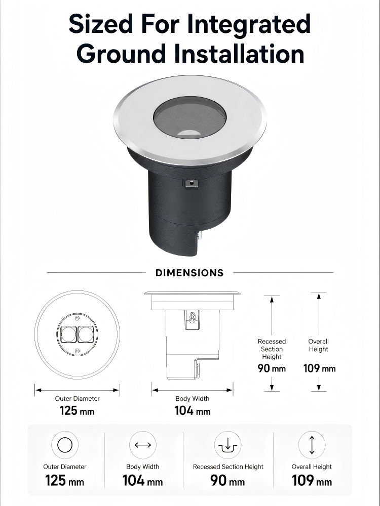 IP68 Dual Lens LED Inground Lights Waterproof Recessed Ground Lamp for Driveway Pathway