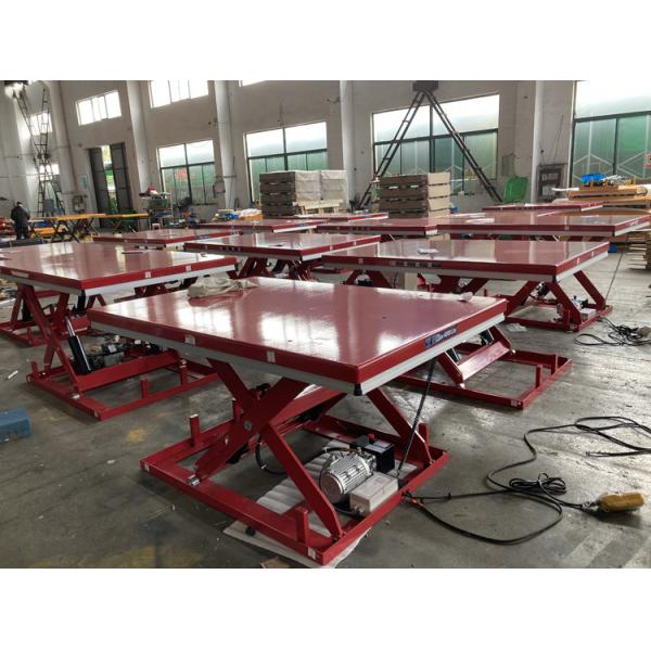Red Electric Lift Tables 4000lbs 1000mm Stationary Hydraulic Scissor Lift