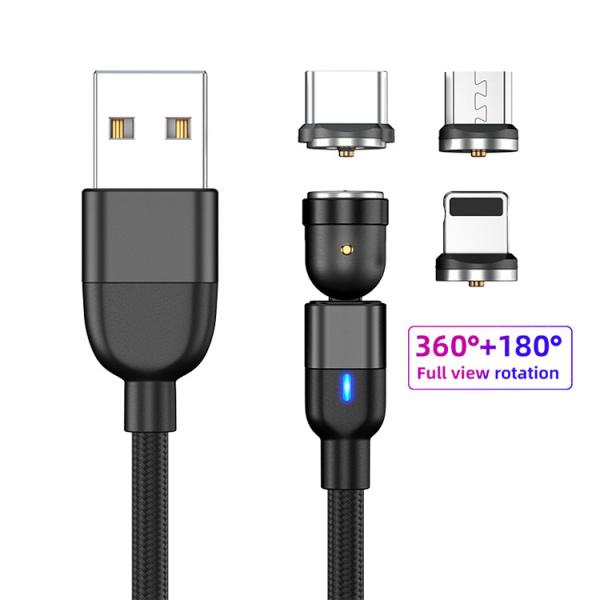 540 Rotation 3A Magnetic USB Charging Cable 3 In 1 Magnetic Data Cable