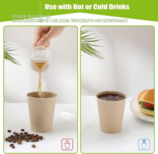 Bamboo fiber paper cups 12 OZ For Hot Beverages-Disposable Coffee Cups -Unbleached Hot Cups-Everyday Use