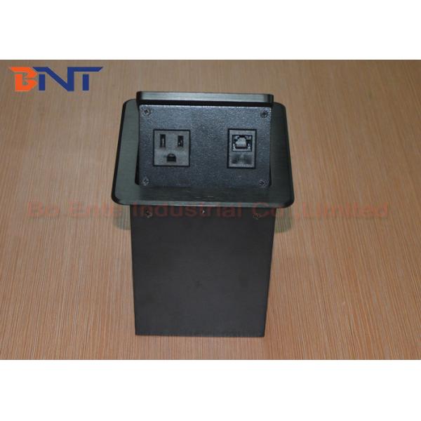 Aluminum Alloy Smart Office Desktop Hydraulic Pop Up Power Socket Box US Standard