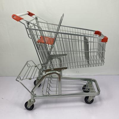 125L German Supermarket Grocery Steel Shopping Cart With Metal Beer Rack