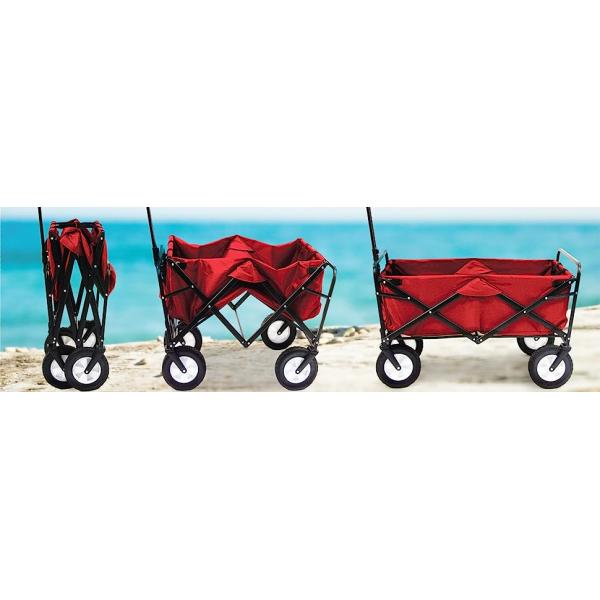 Custom Wholesale Outdoor Push Pull Collapsible Easy To Carry Camping Folding Wagon With Big Wheels