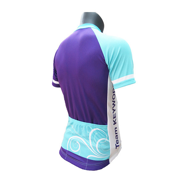 Cool Design Road Bike Jersey / Ladies Cycling Clothes Purple Blue Color