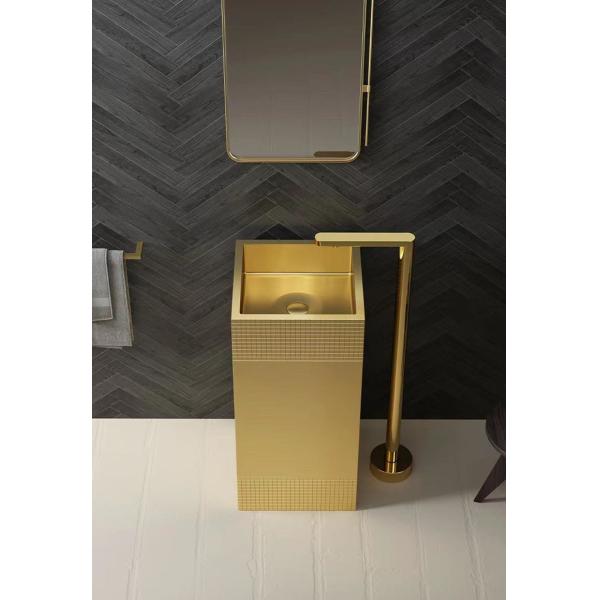 Matte Finished Stainless Steel Pedestal Sink SUS304 Material For Bathroom