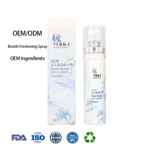 Factory Custom Portable Oral Spray Long Lasting Fragrance Deodorizing Gardenia Flavored Breath Freshener for Outdoor Use