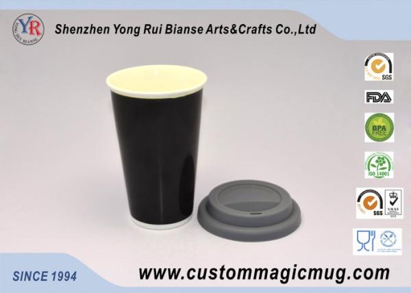 Black Starbucks Ceramic Travel Mug With Lid , Large Ceramic Coffee Mugs