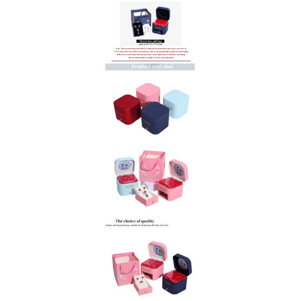 Taille personnalisée Rose Immortel tiroir Joaillerie à fleurs Boîte pour boucles d'oreilles Pendentif