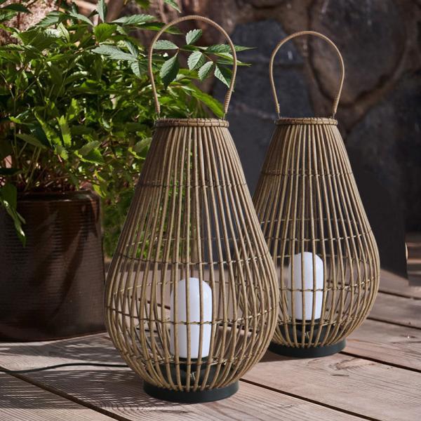 Landscape Outdoor Lanterns Rattan Woven Lamp Rechargeable Pendant