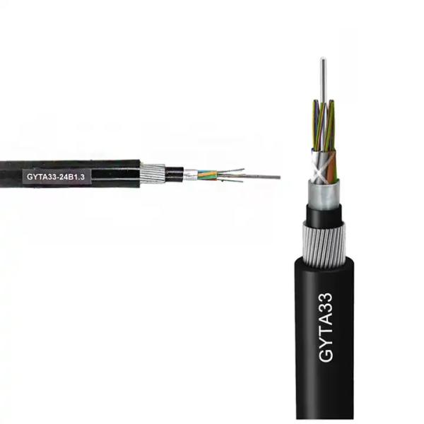 Direct Buried GYTA33 Armored Fiber Optic Cable with Steel Wire Armour and Single Mode Fiber for Outdoor Use