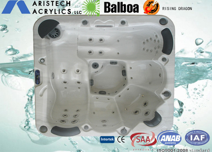 Acrylic Square 3 seats + 2 lounges Outdoor Bathtubs with 1-speed, 3HP Jet Pump