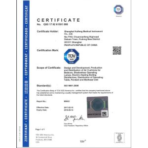 Shanghai huifeng medical instrument co., ltd Certificaciones