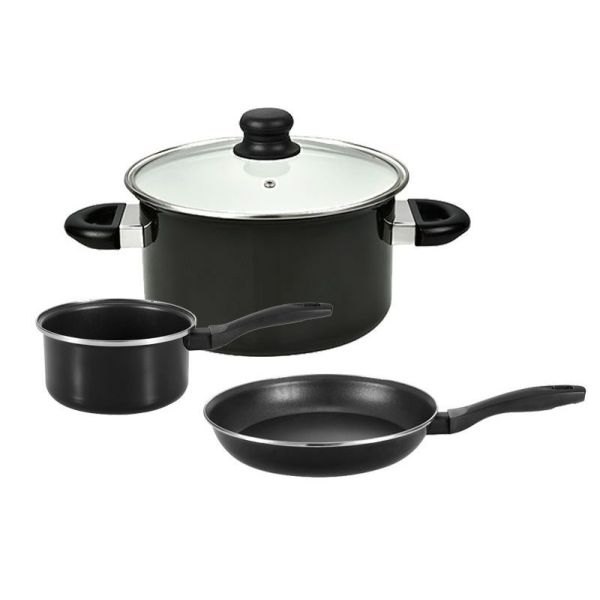 Sustainable Enamel Coated Non Stick Casserole Pot Carbon Steel Cookware Set