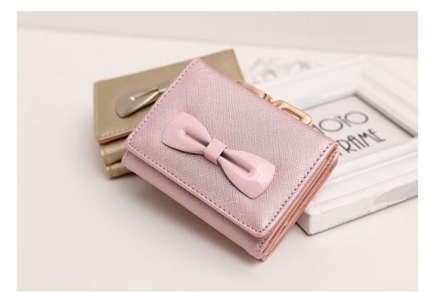 2016 new women's wallets cute bow buckle short paragraph mini wallet