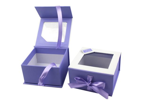 Recyclable Magnetic Gift Box UV Coating Purple Paper Small Packaging Boxes