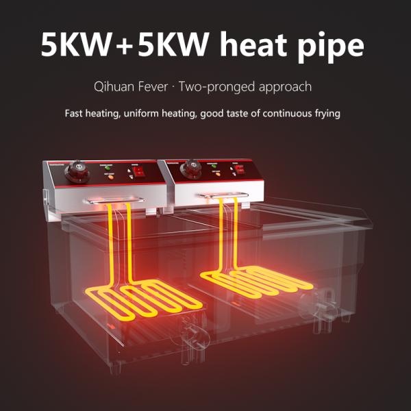 Stainless Steel Electric Potato Chips Fryer Machine with Temperature Control and Cover 13L