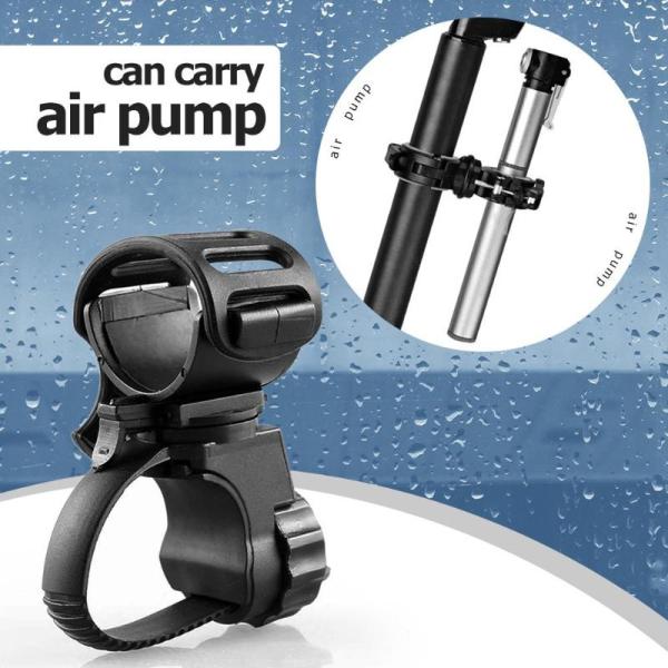 360 Degree Rotatable Front Light Clip Clamp for Bicycle Black Rubber ABS Construction