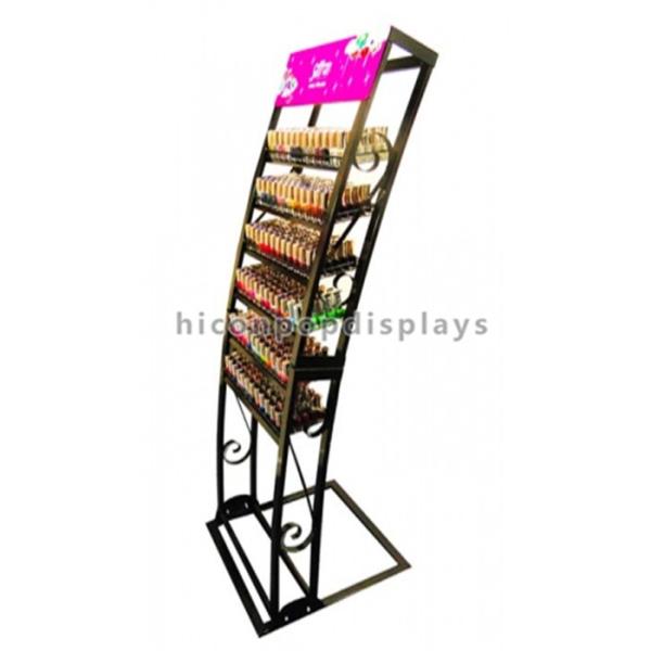 Floorstand Metal Cosmetic Display Stand ,  Makeup Nail Polish Display Stand