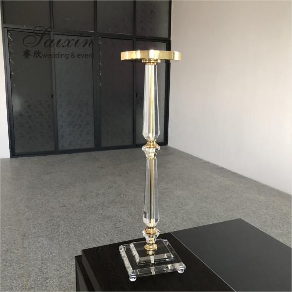 Saixin custom wedding event decoration gold centerpiece crystal pillar flower stands