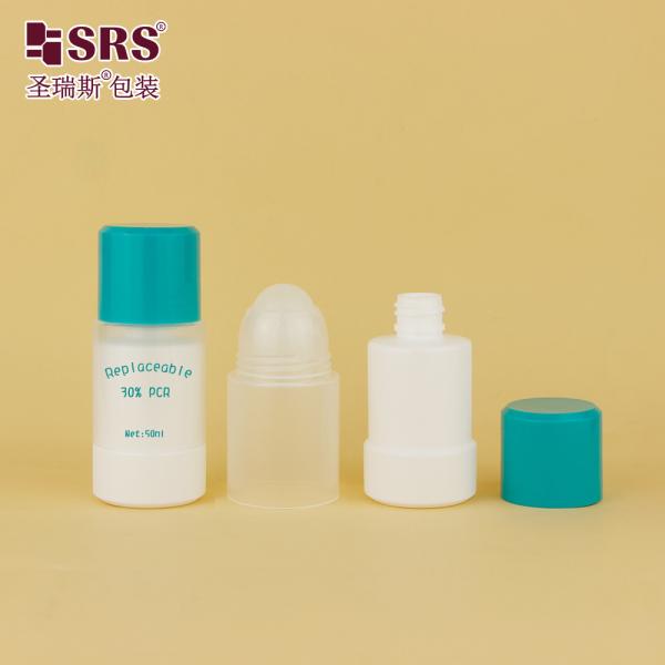 RPPE 50ml 75ml Replaceable Roll On Deodorant Gel Plastic PP PCR Recycled Material Bottles