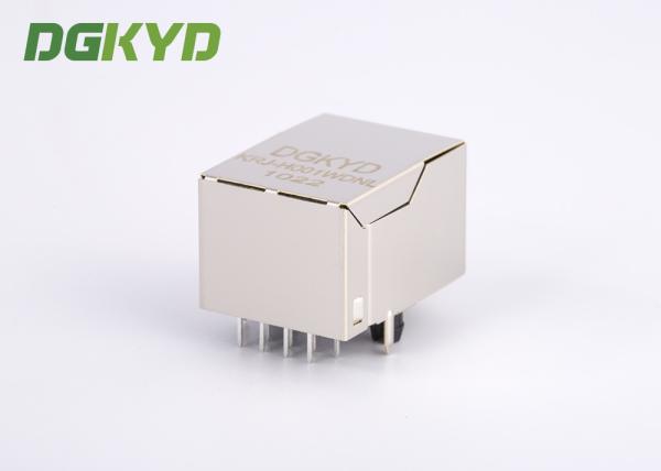 Tab up shielded 100 base tx rj45 connector pcb mount with magnetics , KRJ-H001WDNL
