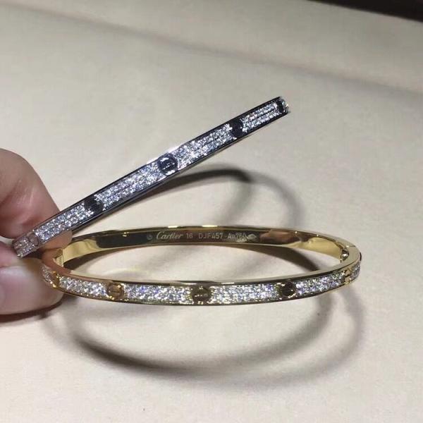 Ouro branco Diamond Bracelet das mulheres, bracelete do amor do ouro 18K com pedra preciosa