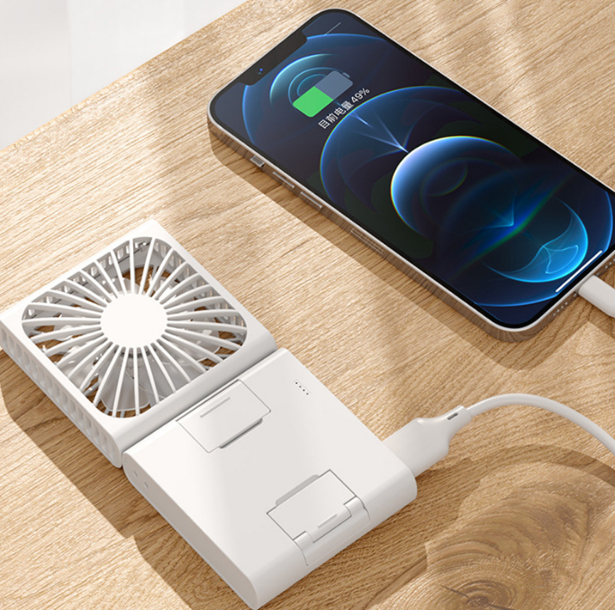 USB Rechargeable Personal Desk Phone Holder Portable Mini Fan Small Battery Operated Fan 5 in 1 As Power Bank Handheld Neck Fan