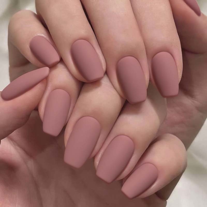Promotional Wholesale Solid Color False Nails Matte Grey Pink Reusable
