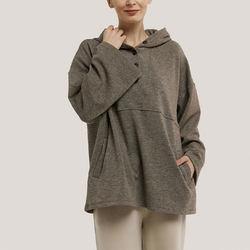                  Oversize Women Hoodies Solid Color Relaxed Hoodie Custom Logo Fashionable Ladies Button Front Hoodies             