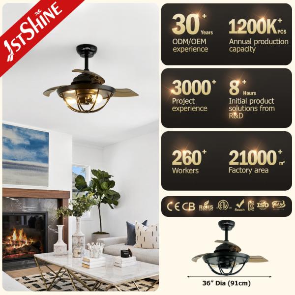 OEM 36 polegadas Retrátil Ventilador de teto Luz CCC CE ROHS SAA CB ETL aprovado