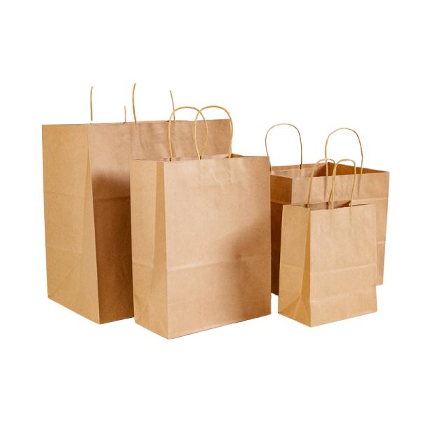 Reusable Shopping Bag  Twisted Handle Bag Takeaway Food Packaging Brown Paper Bag