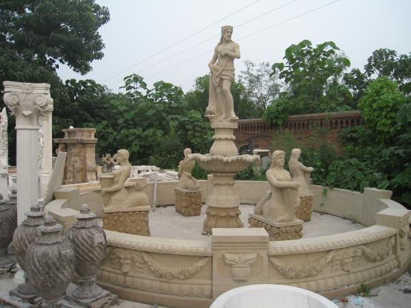 Big Statue Carved Stone Marble Water Pool Fountain Outdoor