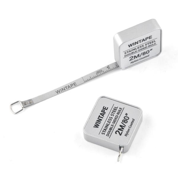 Wintape 2M/80inches Quadrado de aço inoxidável Regra de dois lados Heavy Duty Nylon Coated Silver Metal Tape Measure