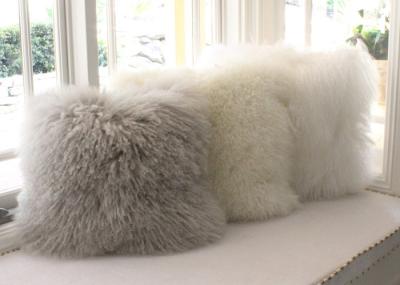 Warm Genuine Tibetan Mongolian Fur Pillow Mint Green 16 X 16 For Hotel Decorative