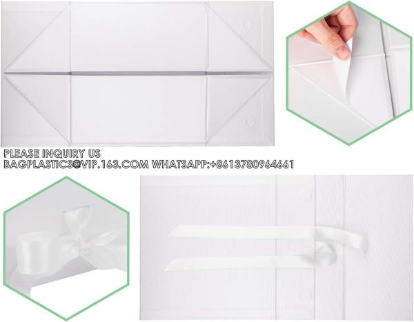 Gift Box With Satin Ribbon, 14x9x4.5 Inches Collapsible Gift Box With Magnetic Closure For Party, Wedding, Gift Wrap
