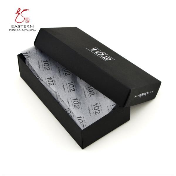 Square 350gsm Black Cardboard Packaging Boxes , Tie Packaging Boxes 10cm Width