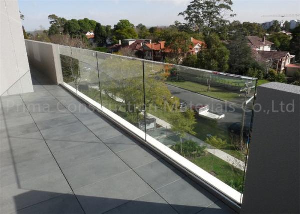 Glass Terrace Building Railing Commercial Glass Balustrade Aluminum U Channel Handrail Flooring Mounted