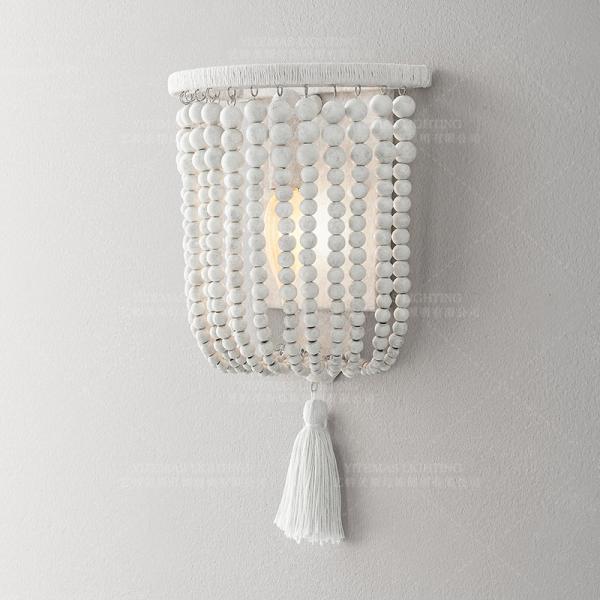 Weathered White wood beads chandelier lighting Pendant bedroom white chandelier(WH-CI-148)