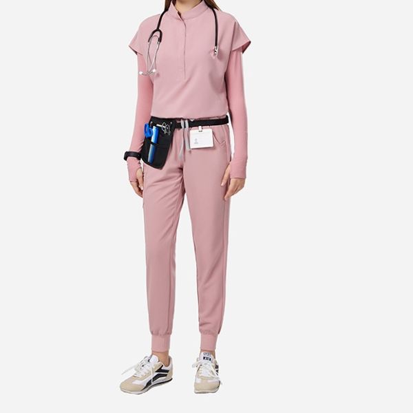 Custom Logo Fashion Srubs Medical Scrubs Uniform Suit V Neck Solid Nursing Set Tops Women's Medical Nurse Uniform Scrub Suit