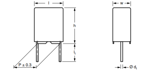 0.0022 UF DC Film Capacitor MKT Polyester 100 Vdc Pitch 5mm