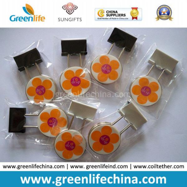 Custom Logo on Round Panel Office Binder Clip Holders