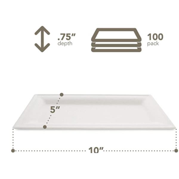 10x5 Inch Oilproof Biodegradable Sugarcane Bagasse Plates