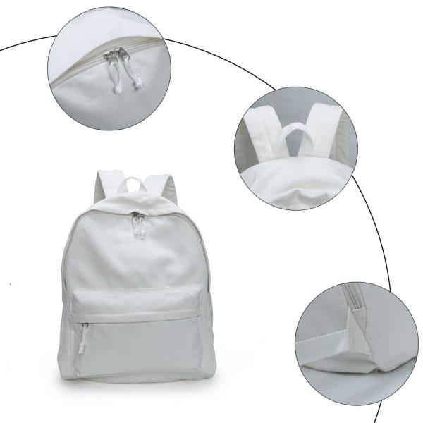 DIY Durable Kids Backpack , Laptop Travel Backpack Natural White Portable Leisure