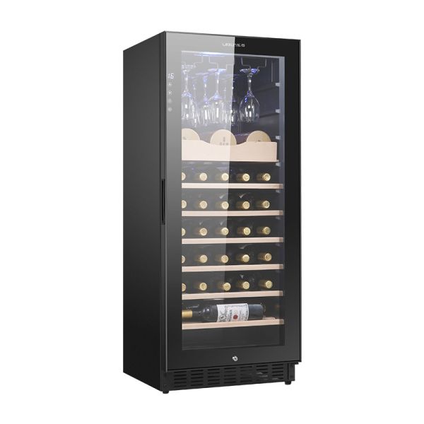 Black Wood Single Zone Wine Cooler Cabinet with Digital Temperature Control