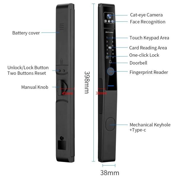 Home Security RFID Card Digital Door Lock Keyless Smart With Camera