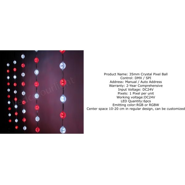 Matrix Dynamic Video Effect 35mm Crystal LED Pixel Ball Curtain String Light
