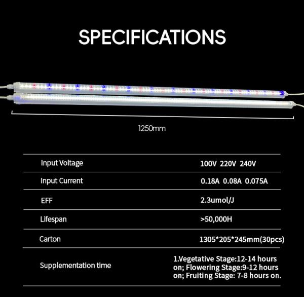 Vertical Greenhouse Farming LED Grow Light Tubes 220V T8 T10 T12 4FT 18W 25W 36W 48W For Veg Bloom