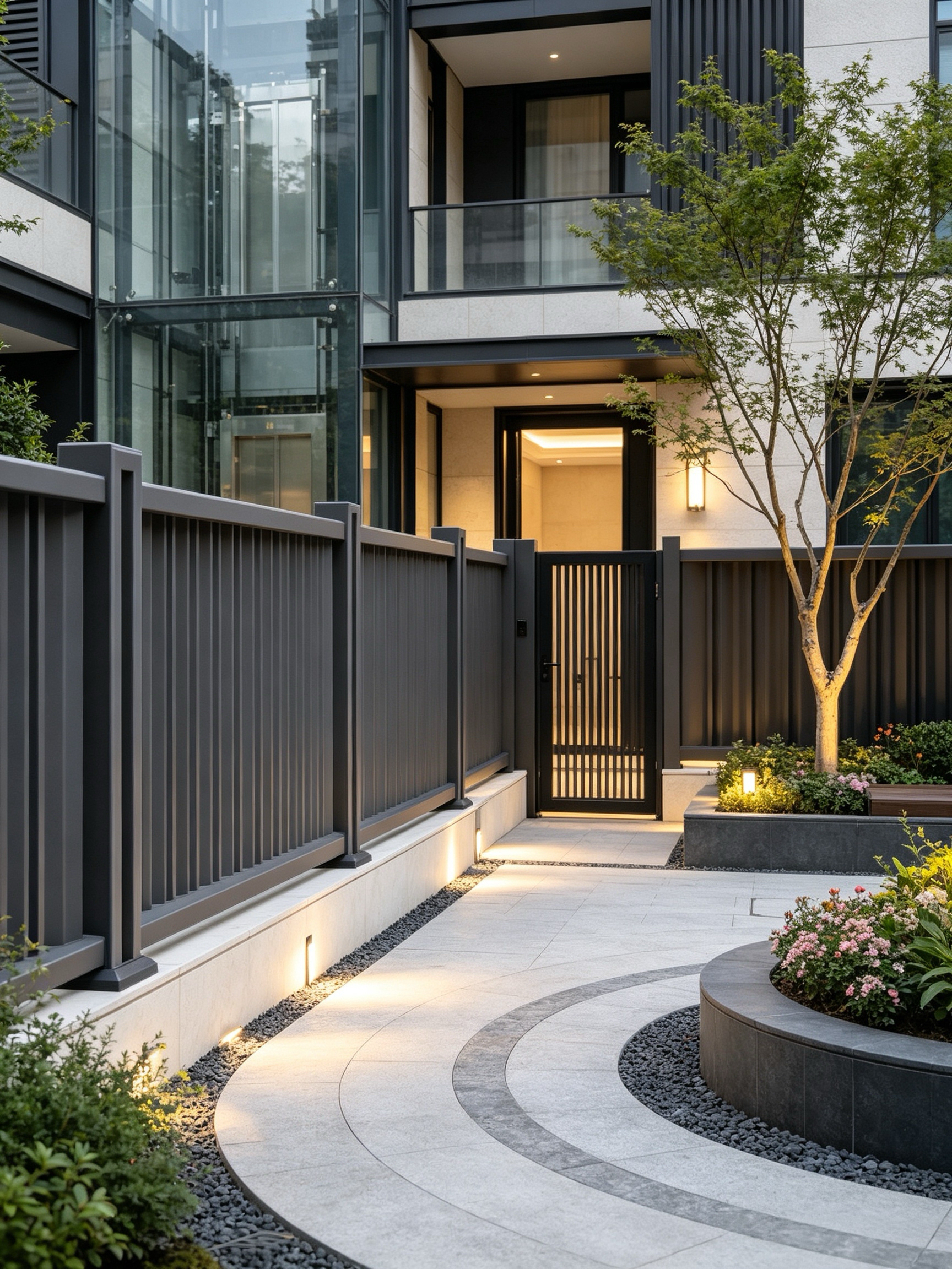Dark Gray Fluorocarbon Aluminum Louver Fence with Scalable Configuration for Minimalist Design