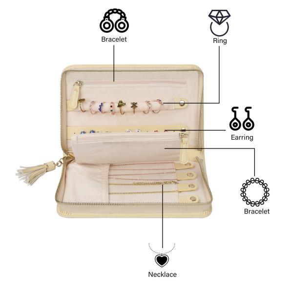 Vegan Leather Jewelry Travel Bag Storage Organizer Case 9x6x1.5