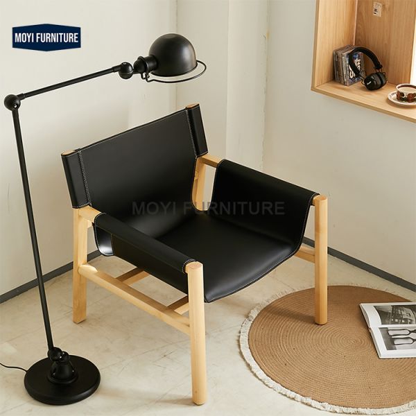 Living Room Furniture Custom Modern Italian Luxury Solid Wood Restaurant Chair with Saddle Leather Backrest Feature